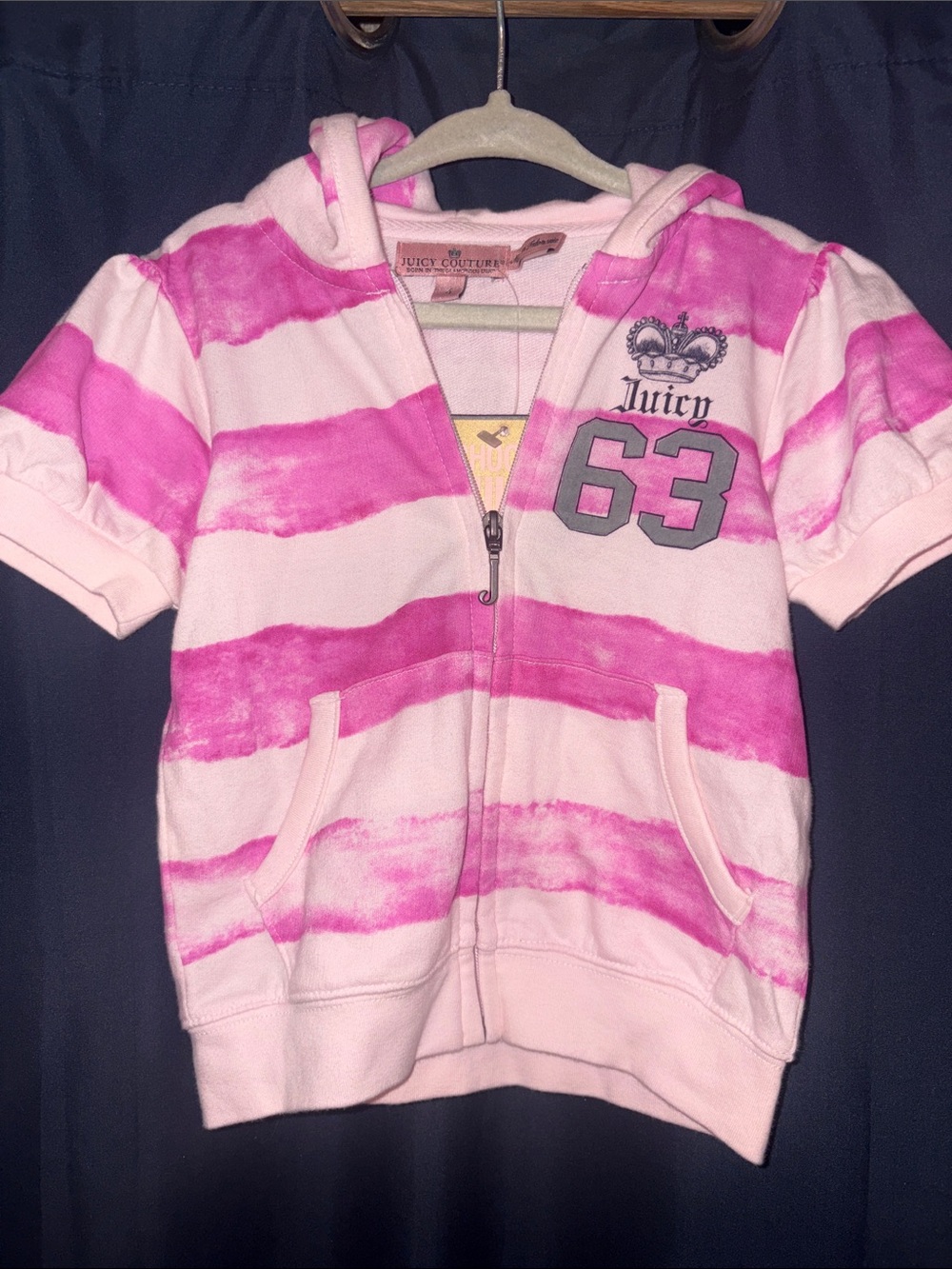 Juicy Couture Kids Pink & Hot Pink Striped Hooded Zip-Up